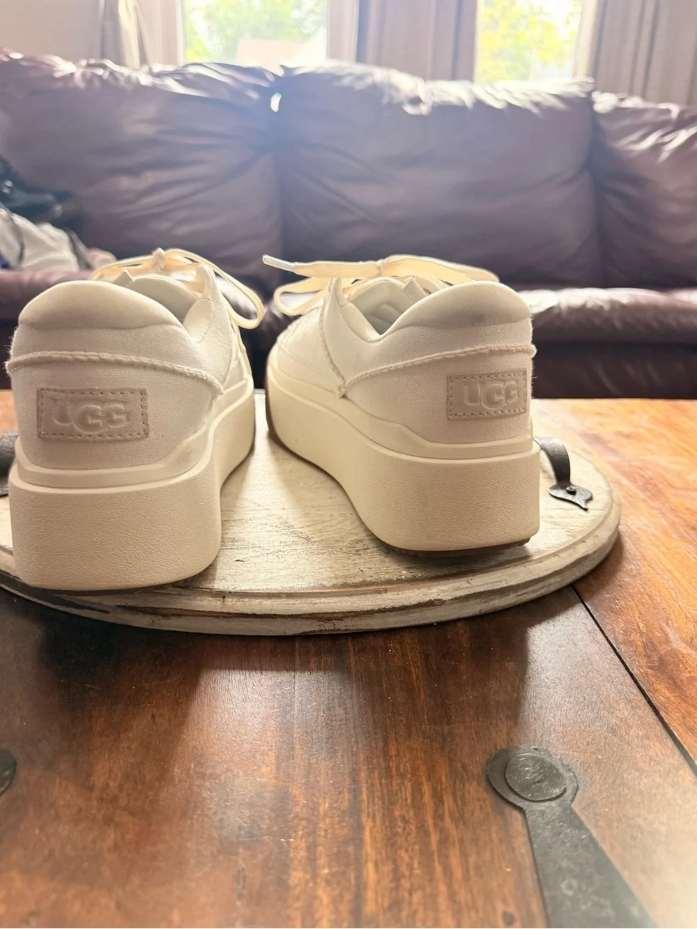 UGG Women’s White Cream Platform Canvas Sneakers Gum Sole Size 9